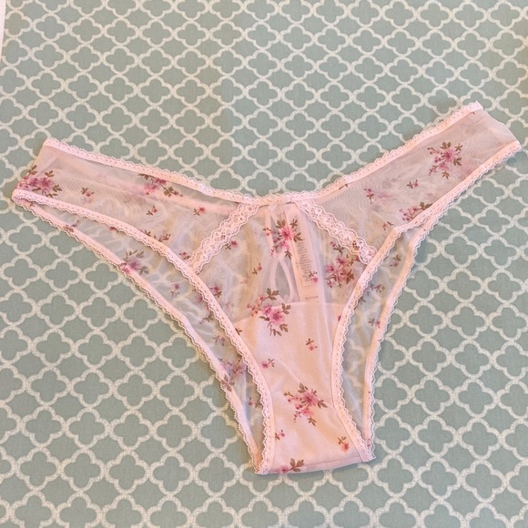 Victoria’s Secret Dream Angels Pink Floral Mesh Brazilian Panty XXL NWT - Picture 1 of 6